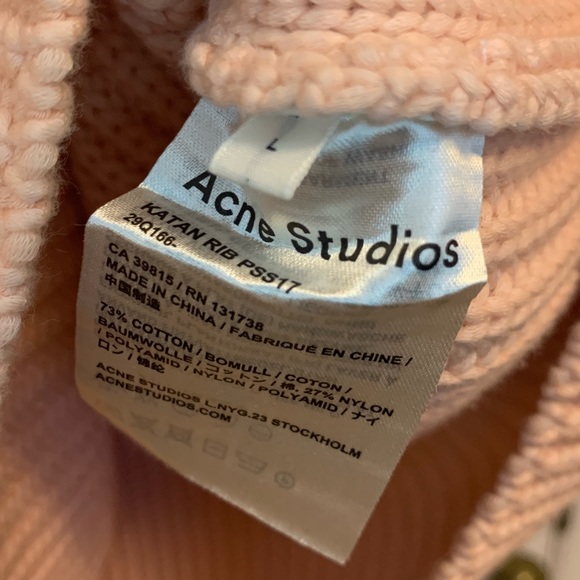 ACNE STUDIOS Katan Heavy Rib Knit Pale Dusty Pink Size Large - Picture 8 of 16
